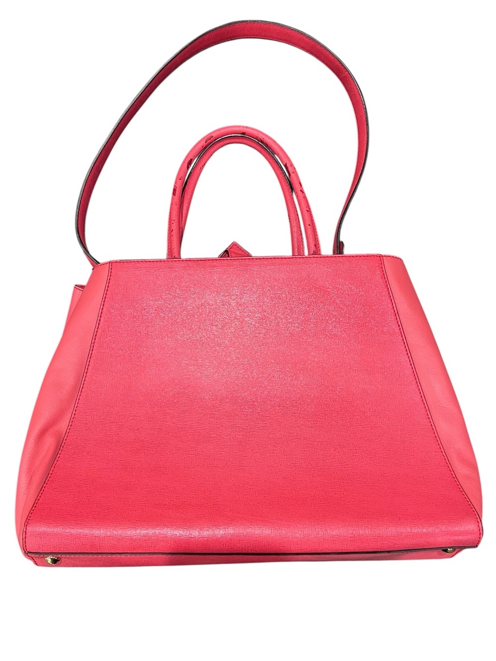 Fendi 2Jours Tote Satchel Bag Womens Medium Flamingo Pink w/ Shoulder Strap Tag - Picture 7 of 13